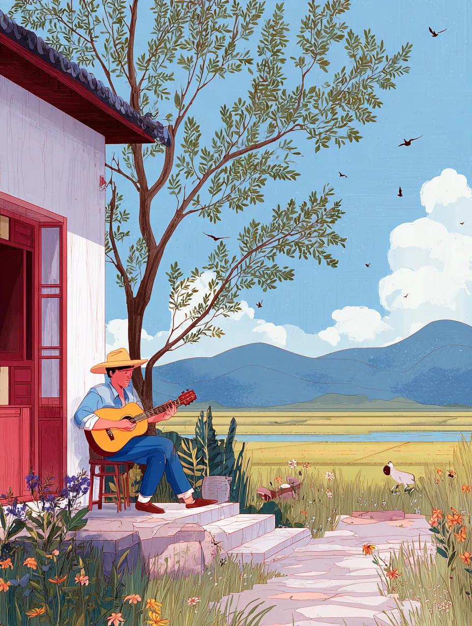 Country-Porch-Mountain-Guitar-Scene