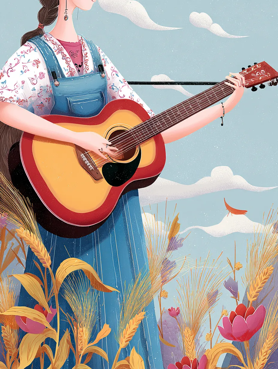 Farm-Girl-Wheat-Fields-Guitar