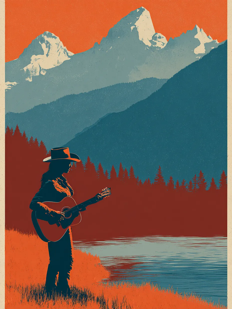 Mountain-Lake-Guitarist-Wilderness-Country