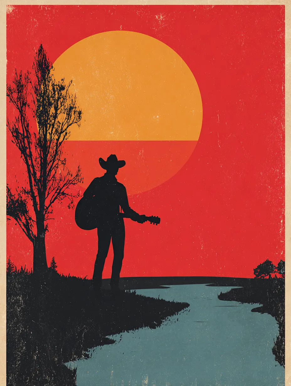 Red-Sunset-River-Cowboy-Silhouette